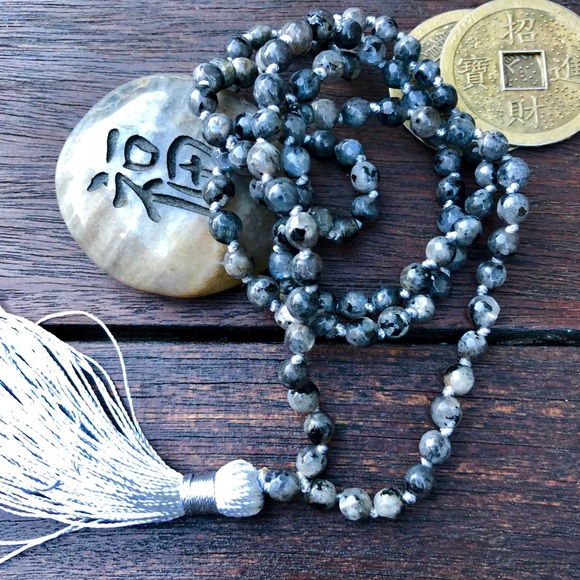 🎉HP🎉✨HAND TIED LABRADORITE MALA NECKLACE✨6mm - Picture 2 of 8